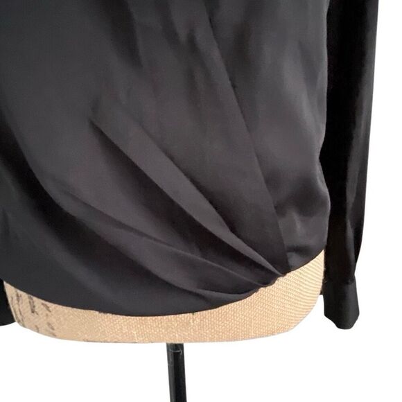 EUC Bebe Black Cross Front Surplice Long Sleeve Blouse - Size Small - Picture 5 of 9